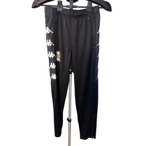 Kappa Banda Track Pants Black Logo Tape Joggers Zip Ankle Athletic Unisex XS NWT